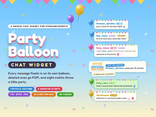 Party Balloon Chat chat widget preview