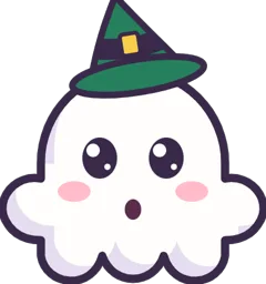Surprised ghost with a witch hat