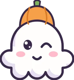 Winking ghost with a pumpkin cap