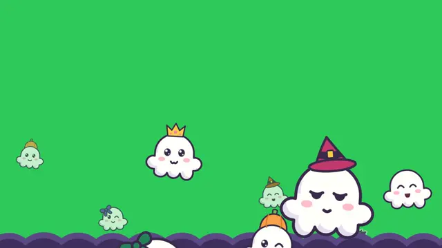 Green scene A with the first ghosts floating up from the bottom