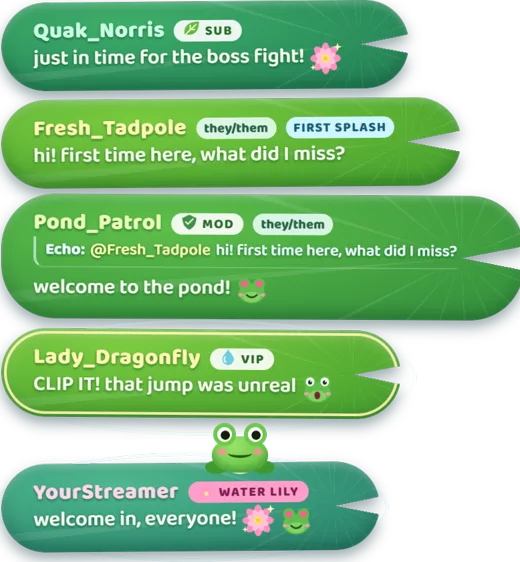 Frog Pond Chat animated chat widget preview