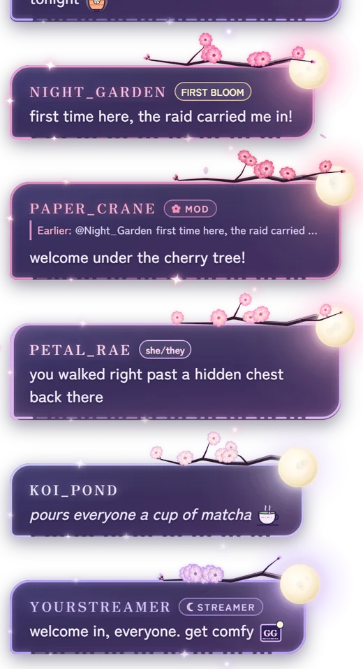 Moonlit Cherry Chat animated chat widget preview