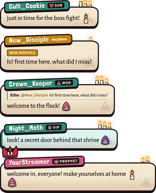 Crimson Cult Chat animated chat widget preview