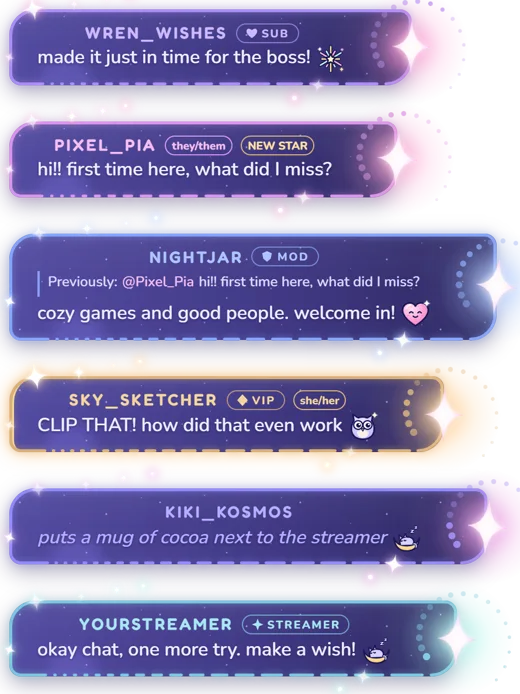 Shooting Star Chat animated chat widget preview