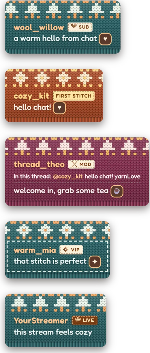 Knitted Sweater Chat animated chat widget preview
