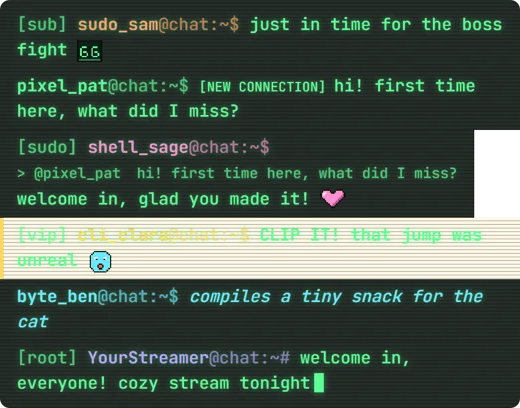 Terminal Chat animated chat widget preview